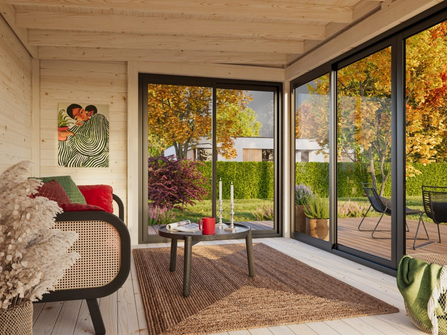 Zahradní domek Serena 12,6 m2 Set 2  s posuvnými dveřmi s dvojitým sklem