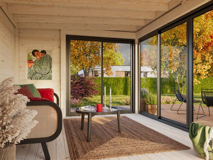 Zahradní domek Serena 12,6 m2 Set 2  s posuvnými dveřmi s dvojitým sklem