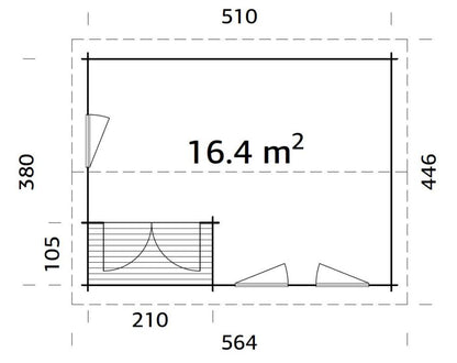 Zahradní domek SUSANNA 16,4 m2