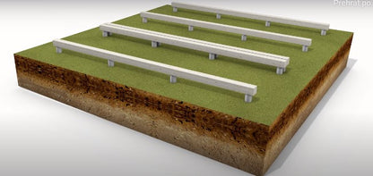 Základový rám na zemních vrutech včetně montáže (Ines 13,7 m2)